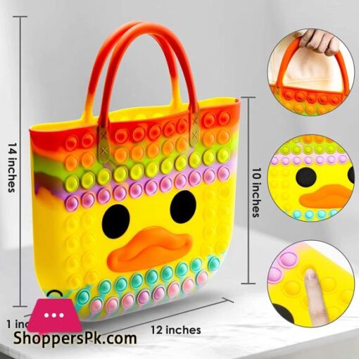 ZHUOVERCI Pop It Purse Cute Duck Pop Bag for Girls Sensory School Supplies Fidget Toys for StressAutism RelievePop Push Bubble Crossbody Purse