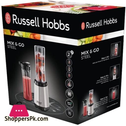 Russell Hobbs MixGo Steel BlenderStand Mixer Smoothie Maker Stainless Steel