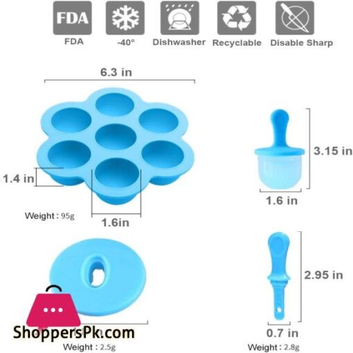 JBYAMUS Silicone Popsicle Molds Ice Pop Molds Storage Container for Homemade Food Kids Ice Cream DIY Pop Molds BPA Free Blue