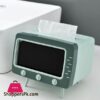 Tv Tissue Box Mobile Phone Stand Desktop Tissue Napkin Holder Case Green