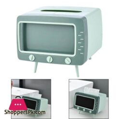 Tv Tissue Box Mobile Phone Stand Desktop Tissue Napkin Holder Case Green