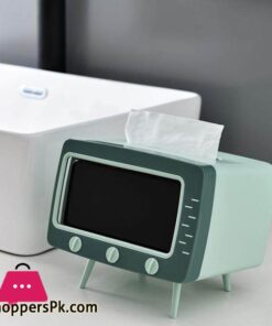 Tv Tissue Box + Mobile Phone Stand Desktop Tissue Napkin Holder Case 63 Tv Tissue Box Mobile Phone Stand Desktop Tissue Napkin Holder Case Green