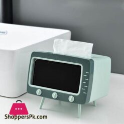 Tv Tissue Box Mobile Phone Stand Desktop Tissue Napkin Holder Case Green