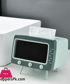 Tv Tissue Box + Mobile Phone Stand Desktop Tissue Napkin Holder Case 64 Tv Tissue Box Mobile Phone Stand Desktop Tissue Napkin Holder Case Green