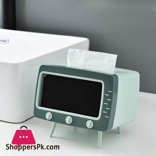 TV tissue box mobile phone stand desktop tissue napkin holder case Green