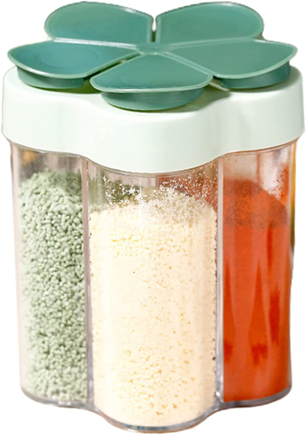 Aosbset Combination Seasoning Jar With Lid 5 In 1 Transparent Spice Box Salt Pepper Seasoning Jars Spice Shaker Seasoning Bottle Suit For Kitchen