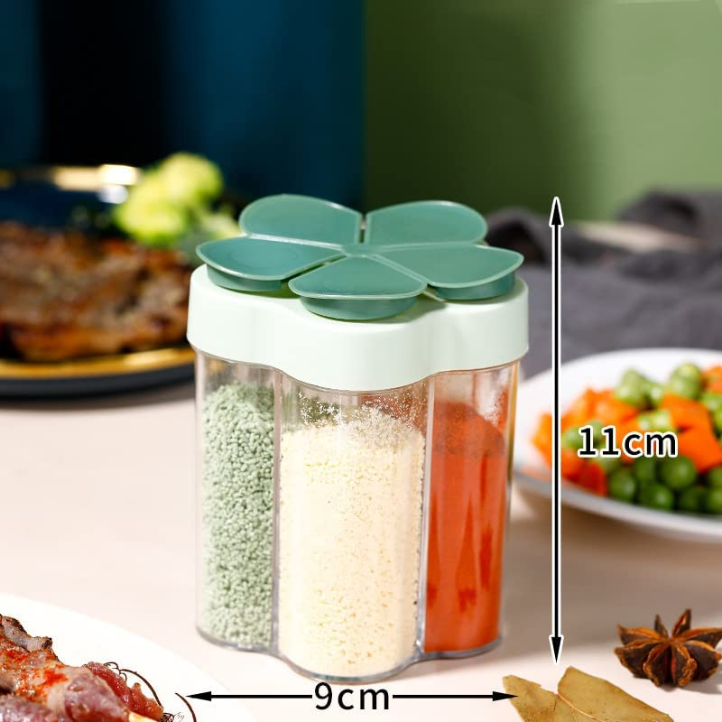 Aosbset Combination Seasoning Jar With Lid 5 In 1 Transparent Spice Box Salt Pepper Seasoning Jars Spice Shaker Seasoning Bottle Suit For Kitchen
