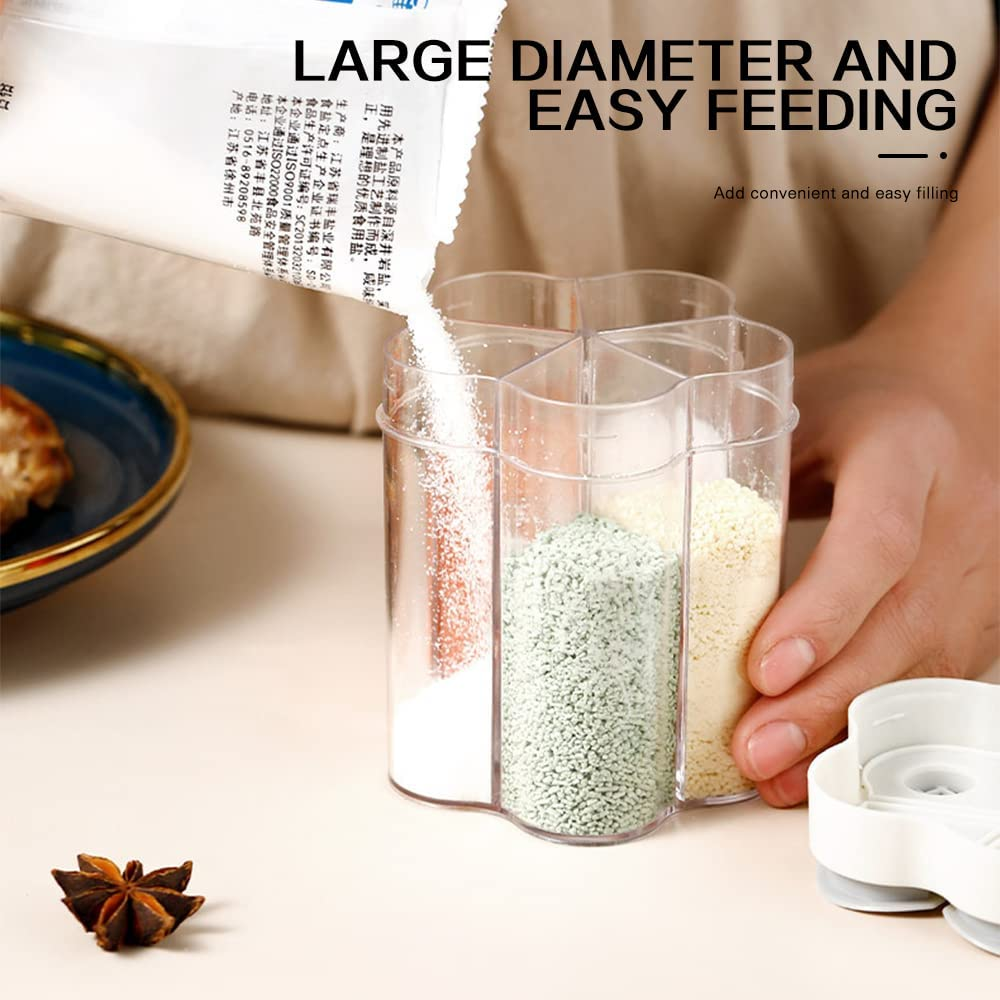 Aosbset Combination Seasoning Jar With Lid 5 In 1 Transparent Spice Box Salt Pepper Seasoning Jars Spice Shaker Seasoning Bottle Suit For Kitchen