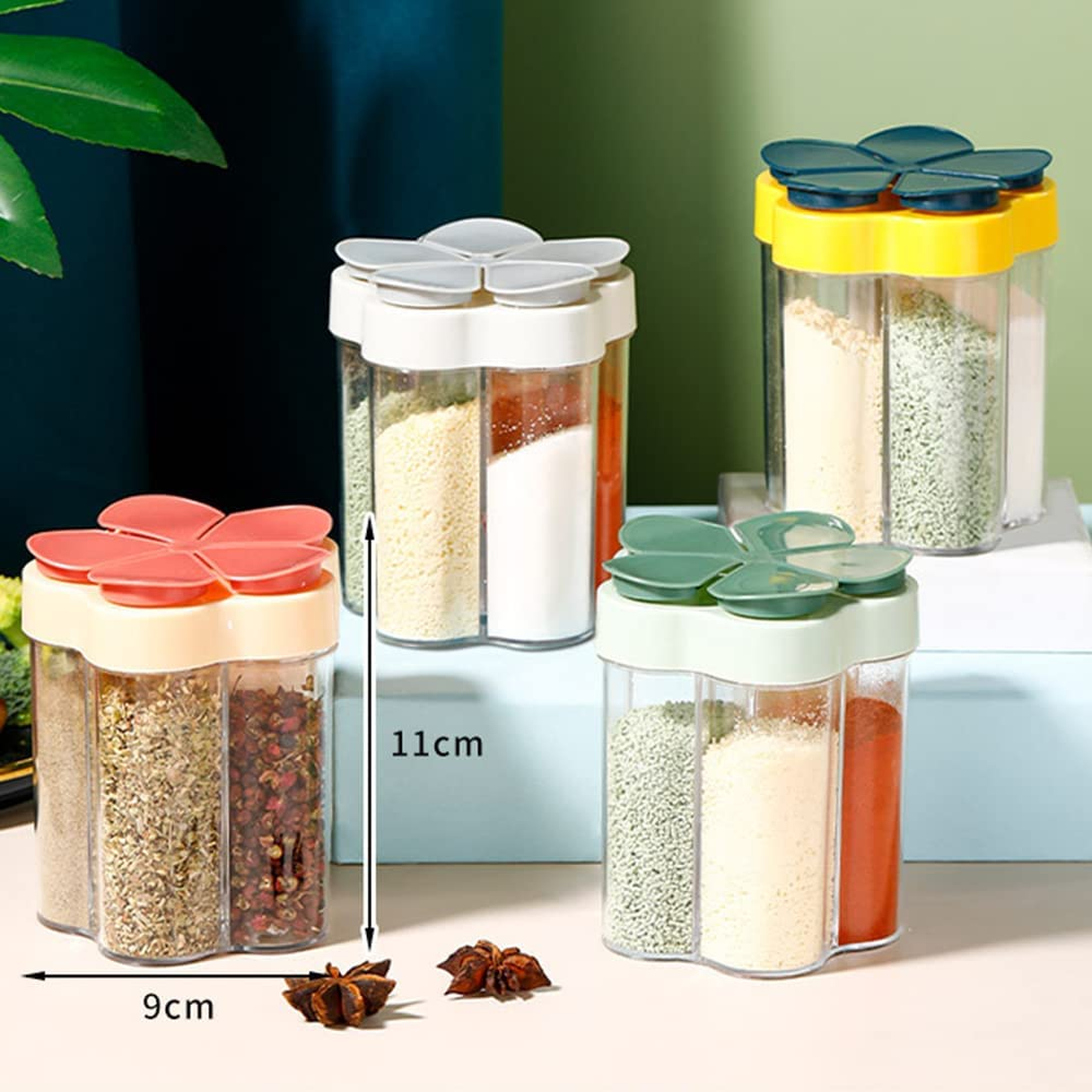 Aosbset Combination Seasoning Jar With Lid 5 In 1 Transparent Spice Box Salt Pepper Seasoning Jars Spice Shaker Seasoning Bottle Suit For Kitchen