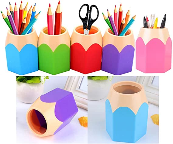 Assortd Color Pen Vase Pencil Pot Makeup Brush Holder Stationery Desk Tidy Organizers