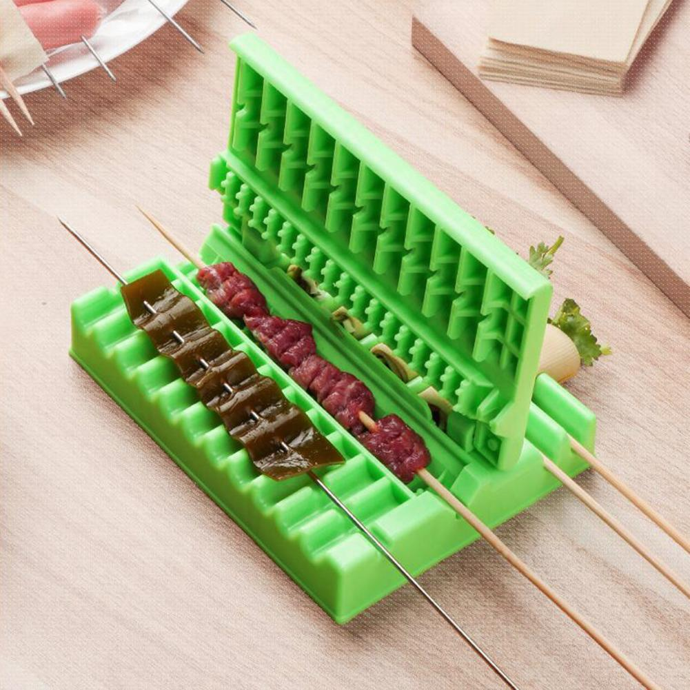 Bbq String Artifact Fast Effortless Non Stick Removable Easy Cleaning Barbecue Plastic Double Wolf Teeth Skewer Box For Camping