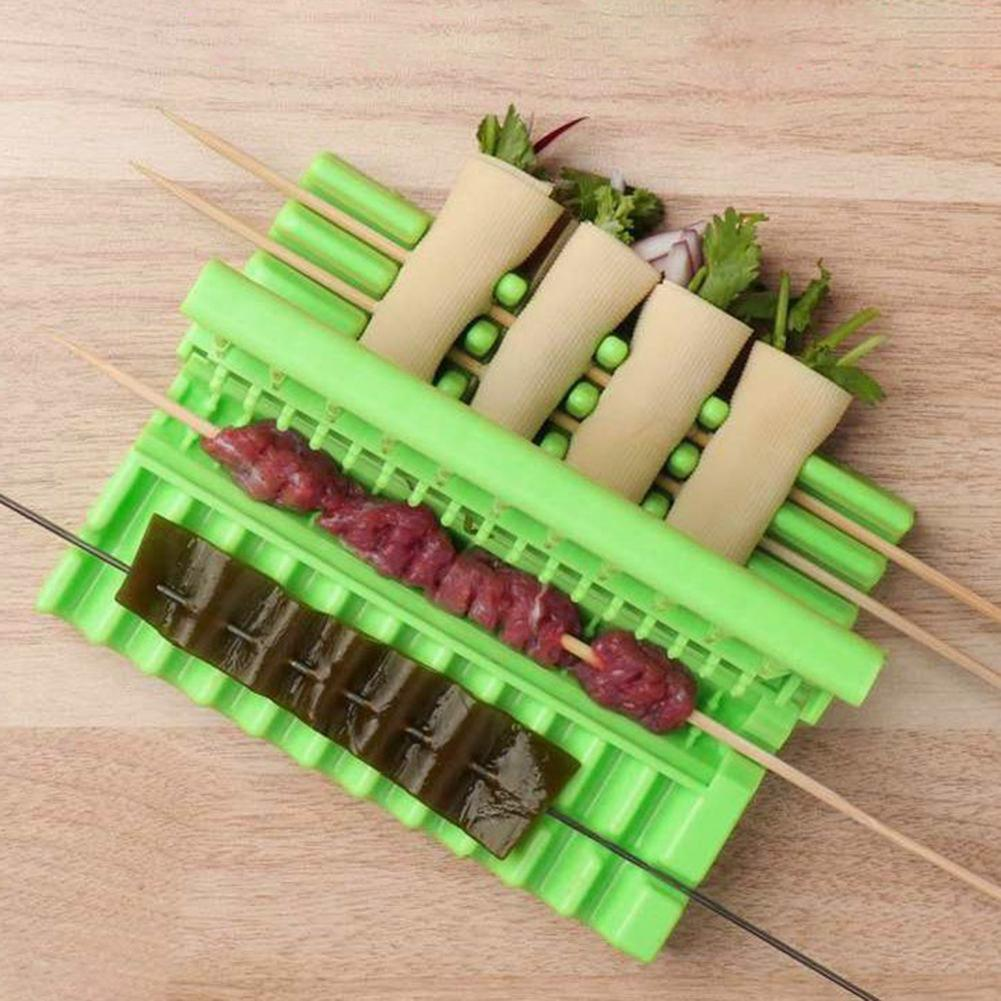 Bbq String Artifact Fast Effortless Non Stick Removable Easy Cleaning Barbecue Plastic Double Wolf Teeth Skewer Box For Camping