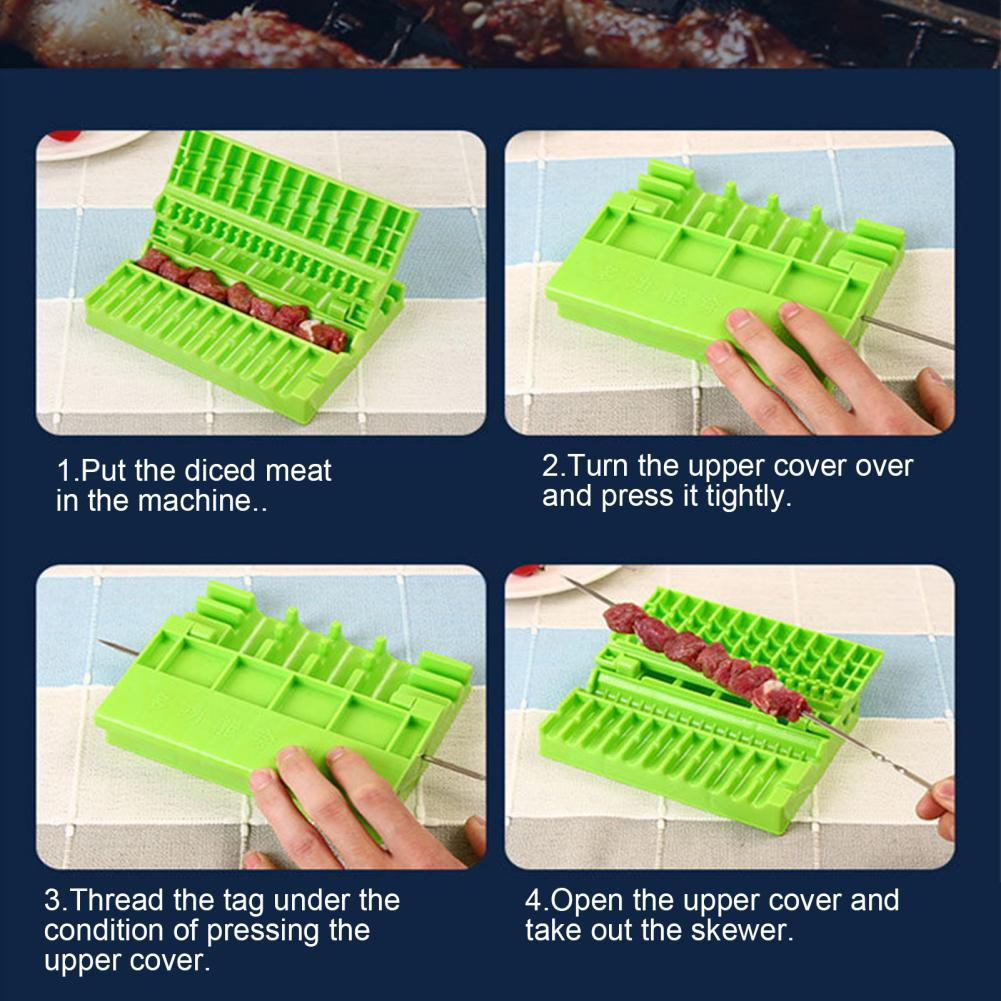 Bbq String Artifact Fast Effortless Non Stick Removable Easy Cleaning Barbecue Plastic Double Wolf Teeth Skewer Box For Camping