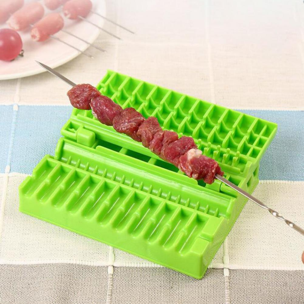 Bbq String Artifact Fast Effortless Non Stick Removable Easy Cleaning Barbecue Plastic Double Wolf Teeth Skewer Box For Camping