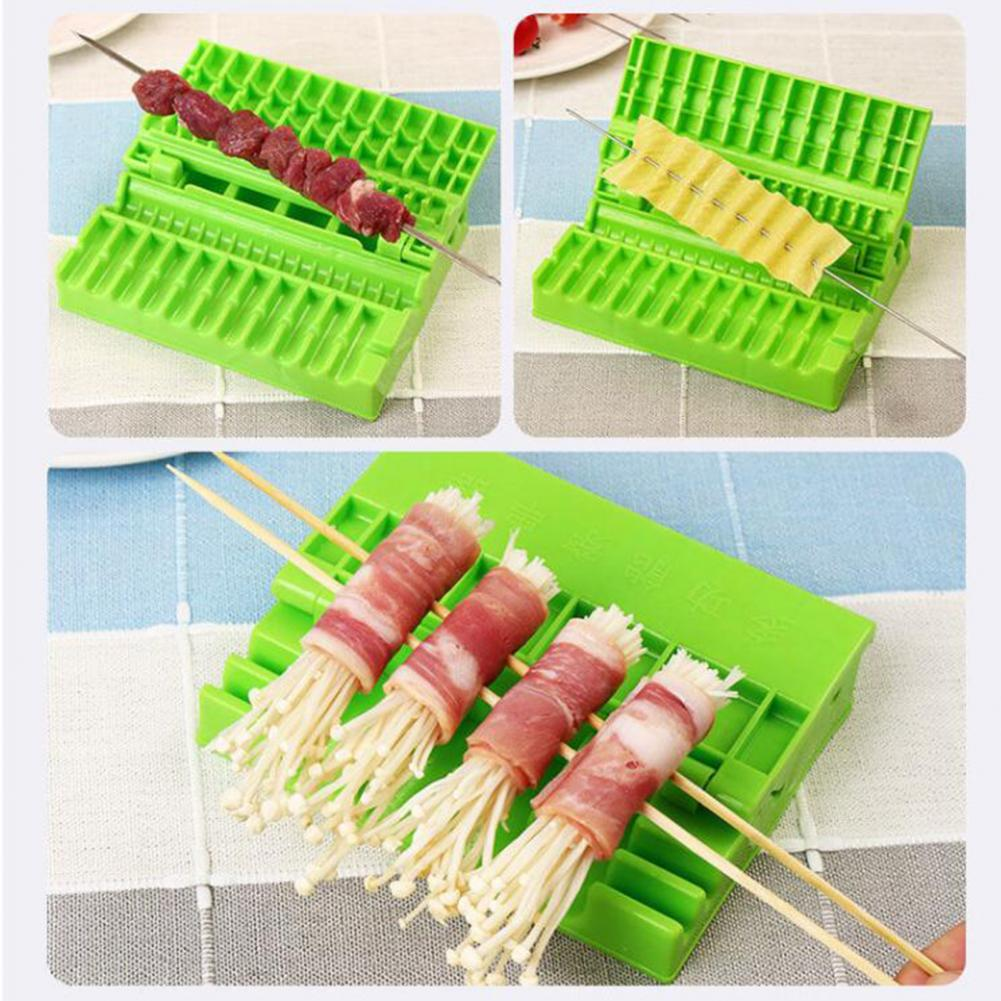 Bbq String Artifact Fast Effortless Non Stick Removable Easy Cleaning Barbecue Plastic Double Wolf Teeth Skewer Box For Camping