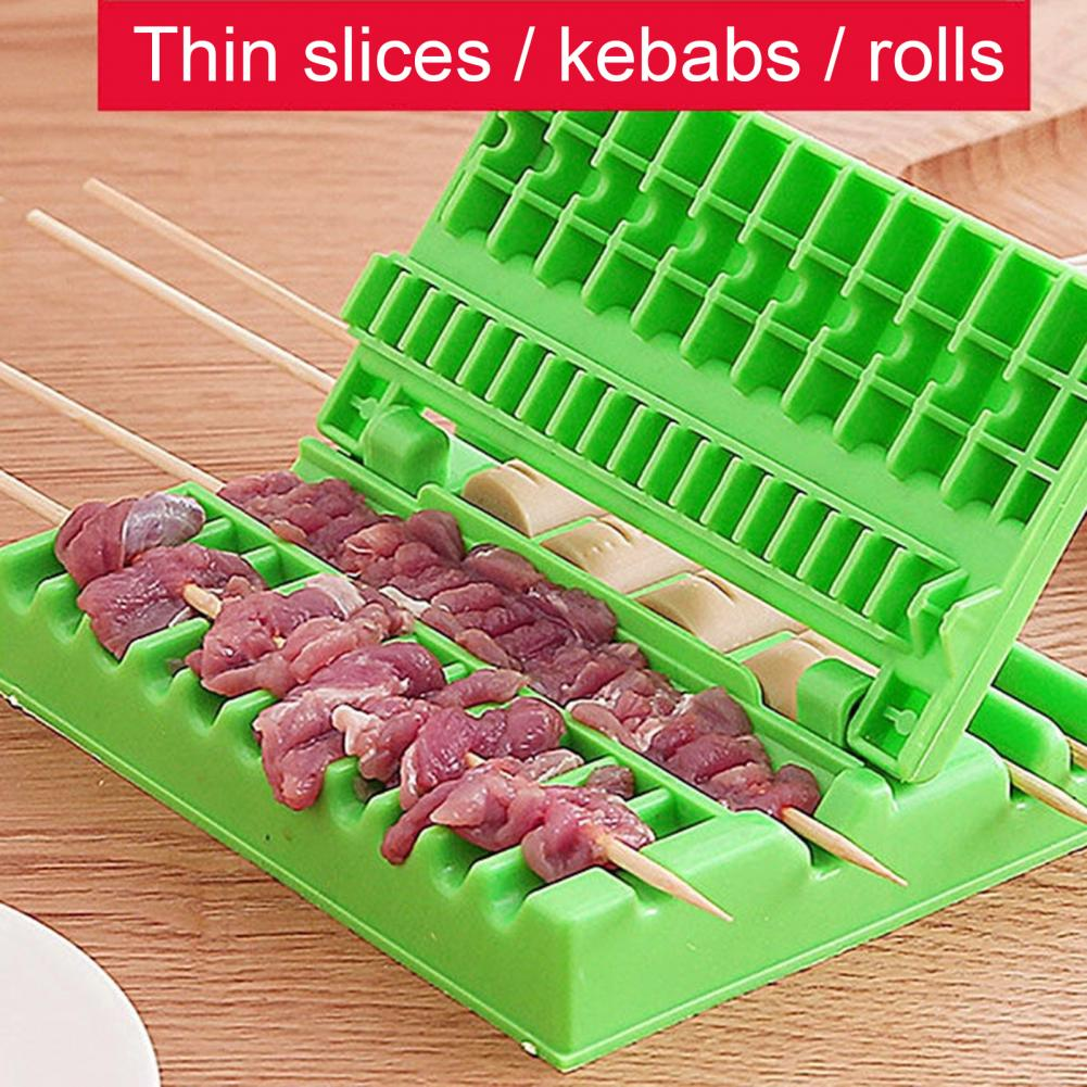 Bbq String Artifact Fast Effortless Non Stick Removable Easy Cleaning Barbecue Plastic Double Wolf Teeth Skewer Box For Camping