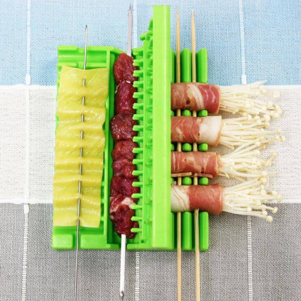Bbq String Artifact Fast Effortless Non Stick Removable Easy Cleaning Barbecue Plastic Double Wolf Teeth Skewer Box For Camping