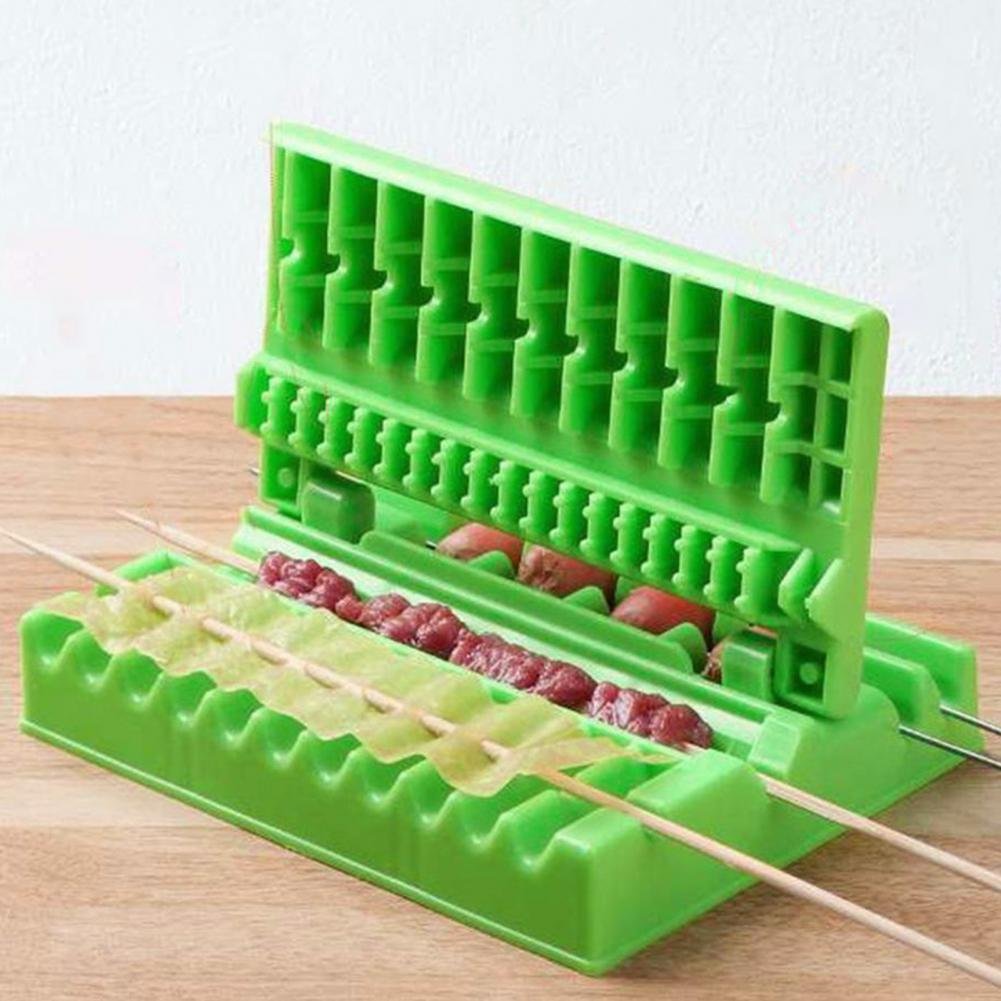 Bbq String Artifact Fast Effortless Non Stick Removable Easy Cleaning Barbecue Plastic Double Wolf Teeth Skewer Box For Camping