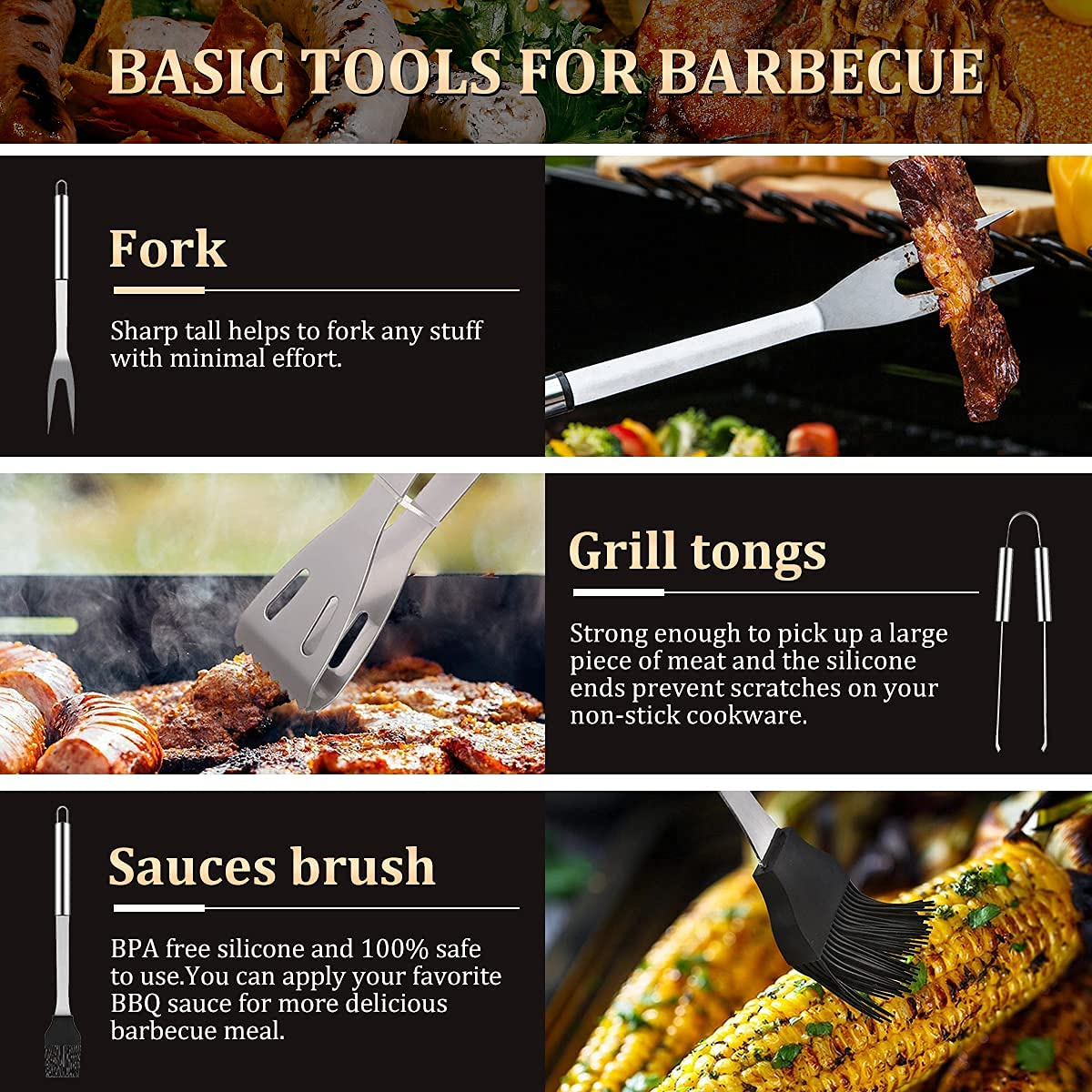 Bbq Utensils Stainless Steel Barbecue Grilling Tools Set Cooking Tools Kit For Outdoor Cooking Bbq Tools Accessories