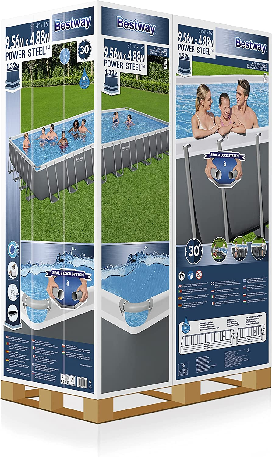 Bestway Framed Rectangular Swimming Pool 956 X 488 X 132 Cm - 56623