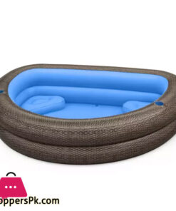 Bestway Rattan Look Chocolate Brown TruPrint Family Pool 231 x 178 x 53 cm