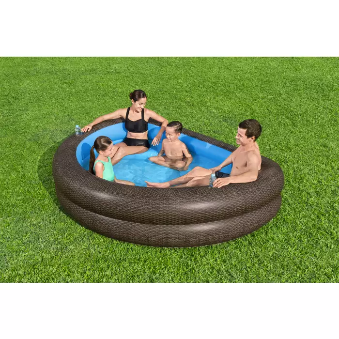 Bestway Rattan Look Chocolate Brown Truprint Family Pool 231 X 178 X 53 Cm