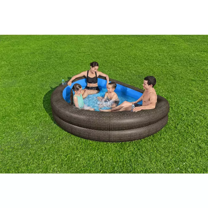 Bestway Rattan Look Chocolate Brown Truprint Family Pool 231 X 178 X 53 Cm