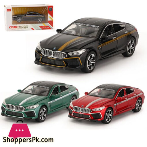 BMW M8 Diecast Model Car for 1:24 Alloy Toy Car Pull Back Toy Vehicle with Sound and Light Door Can Be Opened for Boys Girls Festival Birthday Gift