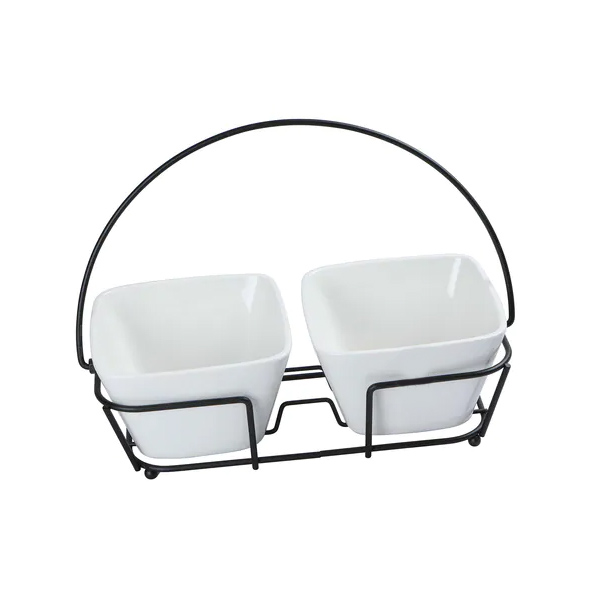 Brilliant Ceramic 2 Pcs Square Bowl With Stand - Br0313