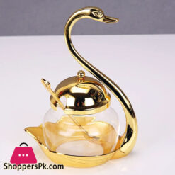 Creative Seasoning Jar Glass Kitchen Bottle Cute Coffee Sand Sugar Swan Salt Shaker European Spice Sauce Bottle Storage