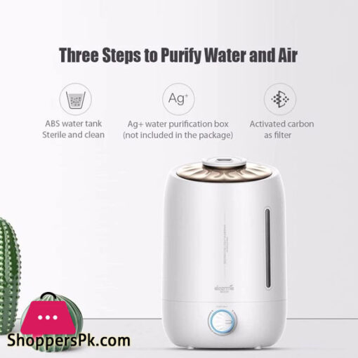 Deerma F500 Ultrasonic Humidifier Manual Air Purifier Rotatable Mist Nozzle Quiet Operation with Activated Carbon Filter for Home & Office (5L)