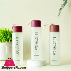 Glass Bottle Happy Day Lucky Day Glass Drinking Bottle 350Ml