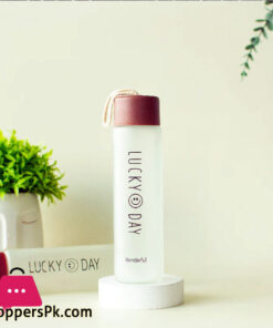 Glass Bottle Happy Day Lucky Day Glass Drinking Bottle 350Ml - Image 4