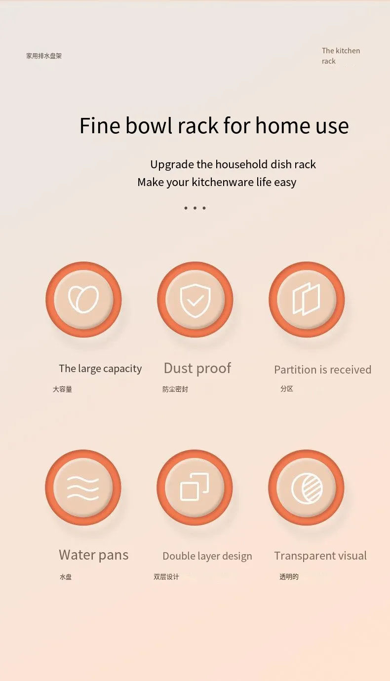 Kitchen With Cover Dustproof Plastic Dish Rack Kitchen Rack Kitchen Storage Rack