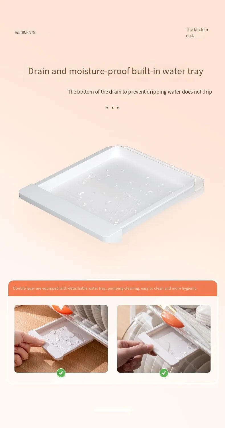 Kitchen With Cover Dustproof Plastic Dish Rack Kitchen Rack Kitchen Storage Rack