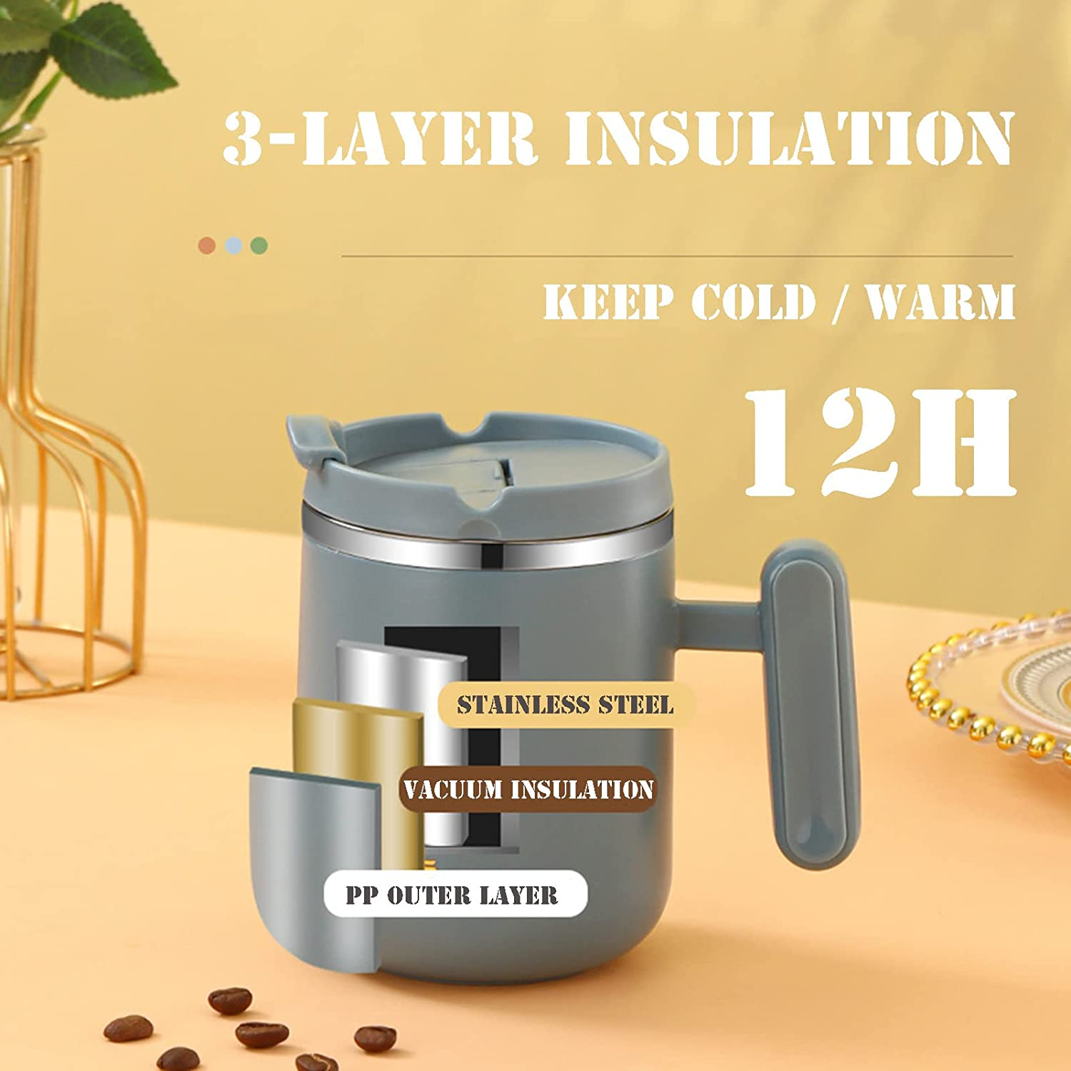 Kunta Travel Mug Breakfast Cup Portable Stainless Steel Keep Cold Warm 12H For Kids Aldult School Office Picnic Travel 450Ml 19 Kunta Travel Mug Breakfast Cup Portable Stainless Steel Keep Cold Warm 12H For Kids Aldult School Office Picnic Travel 450Ml