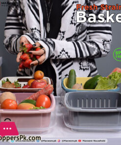 MAXWARE Double Tier Storage Box with Lid Household Refrigerator Fruit Vegetable Drain Basket