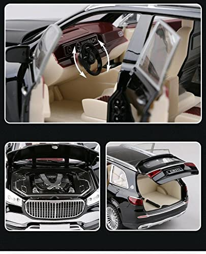Mercedes-Benz Gls 600 Maybach Die-Cast Model Metro Luxury 1:24 Alloy Model Car with Sound Light Pull-Back Car Toys for Children Kids