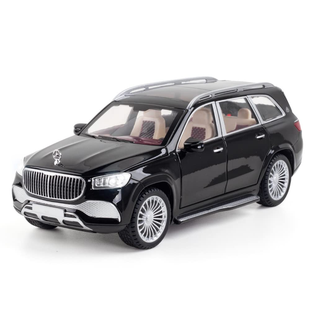 Mercedes-Benz Gls 600 Maybach Die-Cast Model Metro Luxury 1:24 Alloy Model Car with Sound Light Pull-Back Car Toys for Children Kids