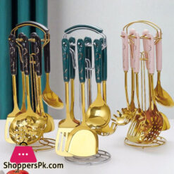 Nordic Design Golden Base Cooking Utensils Set with Golden Stylish Stand