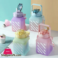 Plastic Water Bottle With Straw Gradient Color Student Portable Outdoor Water Cups Agua 600Ml