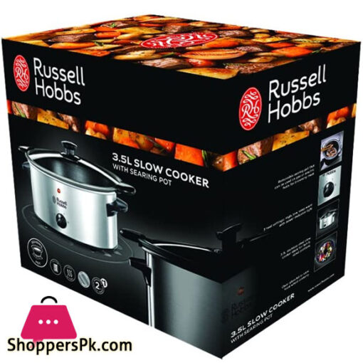 Russell Hobbs 22740-56 Slow Cooker @ Home Crock Pot Electric Slow Cooker 3 Temperature Settings, 3.5l Stainless Steel