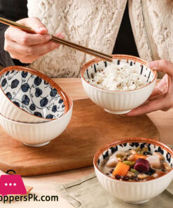 Porcelain Soup Bowls Pack of 4 (8.5 Oz) - Creative Abstract Shape Art Design Soup Bowl Multi-Design