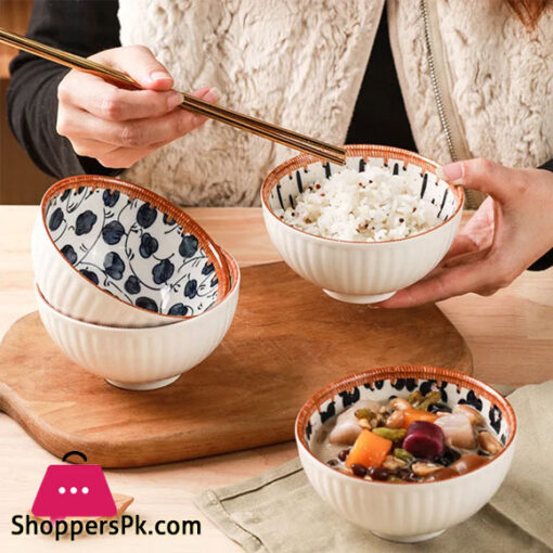 Set of 4 Japanese Ceramic Dinner Bowls 4.5 Inch Porcelain Rice Bowls Dinnerware Set Best Gift