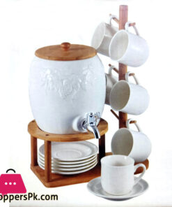 Set of 6 Cup Set With Water Pot with Bamboo Base JD7242