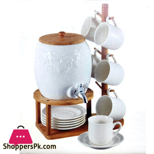 Set of 6 Cup Set With Water Pot with Bamboo Base JD7242