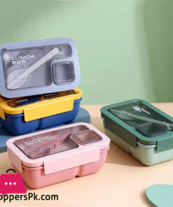 STNC Plastic Rectangular Sealed Lunch Box with Chopsticks & Spoon 850ML NC030815