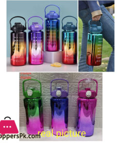 Water Bottle Pastel Color Handle & Straw BPA Free 2 Liter