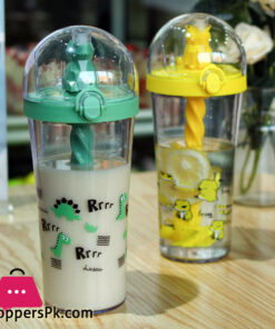 Water Bottle Reusable Insulated Plastic Cartoon Reusable Straw Travel Cup for Home