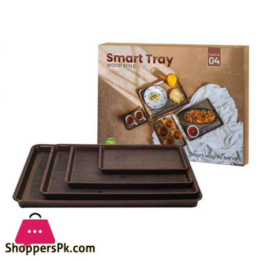 Wood Texture Smart Tray Set 4pcs Set Gift Box